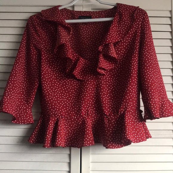 Topshop Tops - Topshop polka dot blouse